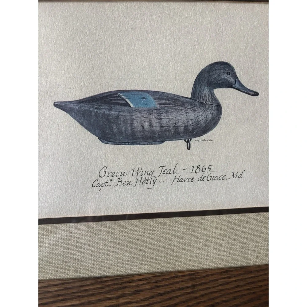 vtg Winchester Press Limited Edition Duck Decoy Print Green Wing Teal Ben Holly